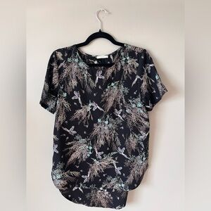 Le Lis Black Floral Short Sleeve Top
